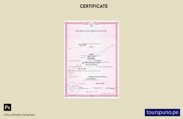 listo para imprimir plantilla de certificado de matrimonio de la oficina de re 2